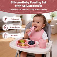 Nouvel ensemble d'alimentation pour bébé en silicone, design dessin animé 2026, kit d'approvisionnement pour l'autonomie alimentaire du bébé, qualité alimentaire, avec bol et assiette à ventouse