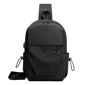 fashion Nylon custom water-resistant Shoulder bag newest men chest bag USB single shoulder sling bag