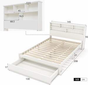 <span class=keywords><strong>Lit</strong></span> double <span class=keywords><strong>en</strong></span> <span class=keywords><strong>bois</strong></span> avec rangement sous tiroir tête <span class=keywords><strong>de</strong></span> <span class=keywords><strong>lit</strong></span> étagères bibliothèque cadre <span class=keywords><strong>de</strong></span> <span class=keywords><strong>lit</strong></span> blanc pour adultes enfants adolescents - Product Image 6