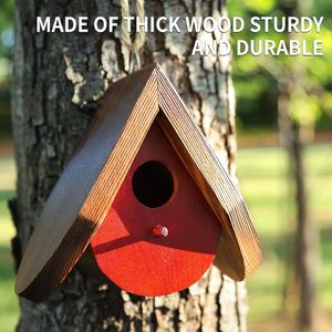 Jaula para pájaros de madera maciza de lujo moderna, casa de colibrí para exteriores con cierre de cinturón con patrón de animales cuadrados para pájaros y gatos que viven - Product Image 6