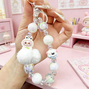 Llavero de cuentas rosa INS, accesorio bonito, llavero de dibujos animados rosa, colgante para bolso, cordón para teléfono móvil - Product Image 5