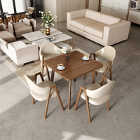 Ensemble table et chaises de salle à manger moderne minimaliste en bois massif 4 places pour la maison Petits appartements Design carré