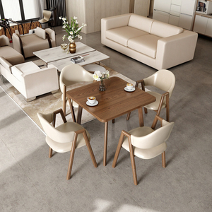 Ensemble <span class=keywords><strong>table</strong></span> et chaises de salle <span class=keywords><strong>à</strong></span> <span class=keywords><strong>manger</strong></span> moderne minimaliste en bois massif 4 places pour la maison Petits appartements Design carré - Product Image 2