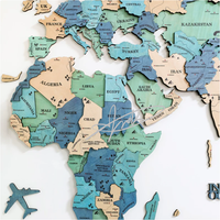 YZOK Carte du monde en bois 3D, peinture décorative, avec rétroéclairage LED, pas besoin de percer de trous pour la décoration murale