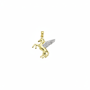 14K <b>Solid</b> Gold Pegasus Horse <b>Necklace</b> Animal Charm Equestrian Pendant Flying Horse - Product Image 2