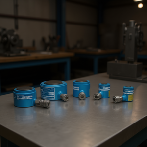 Ttake Single Acting Hydraulic Cylinders Compact Line <b>Blue</b> Body With Metal Fittings For Industrial Use - Product Image 3