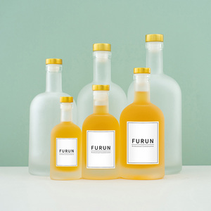 Bottiglia di <span class=keywords><strong>Vetro</strong></span> Smerigliato Rotonda Personalizzata per Vodka, Whisky, Liquori e Vini, 100ml 200ml 375ml 500ml 750ml 1000ml, con Scatola - Product Image 1