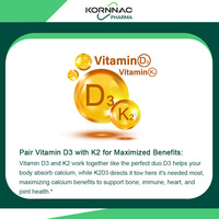 Vitamines D3+K2 favorisant la santé osseuse, huile en capsule HPMC/gélule molle, certifié Halal, fabricant OEM, certifié GMP