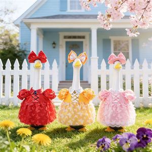 Traje de falda de tul floral de poliéster para decoración de pato de jardín, estilo princesa, de 23 pulgadas, para estatua de jardín exterior - Product Image 2