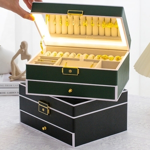 Trois types de boîtes à bijoux lumineuses avec miroir, grande capacité, vente en gros, rangement pour bijoux - Product Image 3