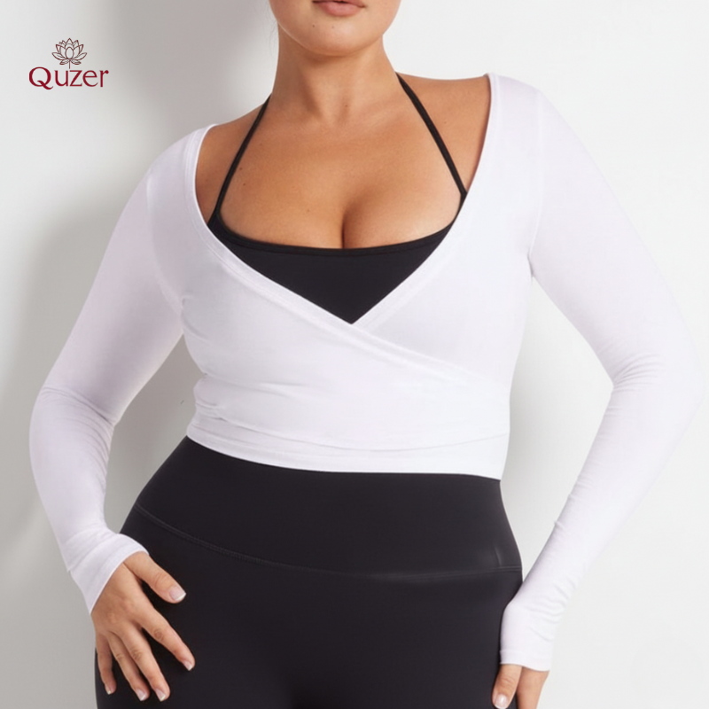 Good Vibes Skin-friendly Slim Fit Ballet Yoga Wrap Top Quick Dry Long Sleeve Shirt Gym Clothes Women's Coats