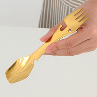 Prix usine 5 en 1 titane coloré Camping cuillère et fourchette en acier inoxydable couverts marque Spork