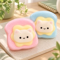 Mainan Squishy Roti Panggang Kucing, Pereda Stres, Fidget Toy dengan Alas Roti Panggang Pastel, Ide Hadiah untuk Pecinta Kucing Pastel dan Permainan Sensorik