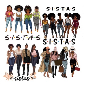 Élégant Afro Afrique Femmes Sistas Impression par transfert de chaleur Autocollants Ready Press Dtf pour casquette Sac à dos T-Shirt Sac - Product Image 1