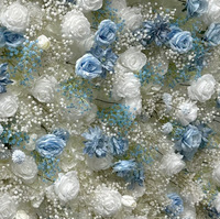Mur de fleurs en tissu 5D avec étoiles bleues et blanches pour arrangement de mariage