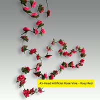 Guirlande de roses artificielles sur mesure pour plafond et mur, fleurs en plastique, 45 fleurs, guirlande décorative moulée par injection