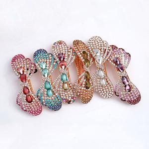 Horquilla de primavera con diamantes de imitación, horquilla con lazo de cristal colorido, joyería elegante para el cabello de mamá, pinza de pelo de aleación de gran tamaño - Product Image 1