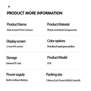 Appareil photo numérique à impression instantanée pour enfants avec enregistrement et fonction MP3 Compatible MicroSD Cadeau de photographie parfait pour les garçons et les filles - Product Image 6