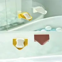 Porte-savon en plastique mural auto-drainant boîte de rangement salle de bain douche plat adhésif