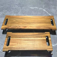 Planche à servir extra longue en bois d'acacia avec pieds pliants, plateau à fromage surélevé, planche à charcuterie pour buffet, traiteur, fête