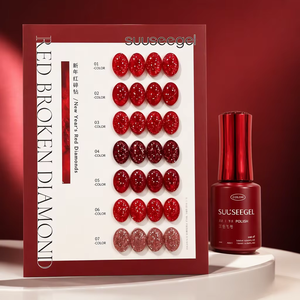 SUUSEEGEL Kit de vernis à ongles gel UV 7 couleurs effet œil de chat diamant brisé rouge, à retirer par trempage - Product Image 1