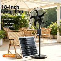 Ventilateur sur pied solaire rechargeable intelligent de 18 pouces avec refroidissement par air, puissance de sortie de 25 W et six vitesses de vent