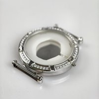 Boîtier en acier inoxydable 316L chic et sophistiqué avec 40 pierres CZ, 36x43 mm, étanche 3 ATM, compatible avec mouvement de taille 6x8.
