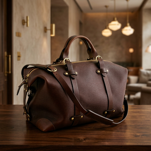 Sac de voyage unisexe en cuir véritable personnalisé, grande capacité, écologique, imperméable, robuste, style vintage, fermeture éclair, léger - Product Image 1