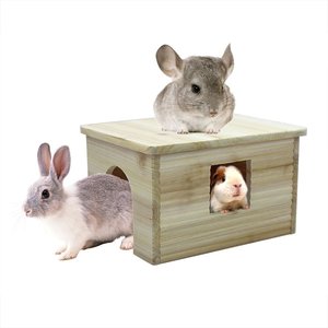 <span class=keywords><strong>Maison</strong></span> en <span class=keywords><strong>bois</strong></span> avec fenêtre, cachette pour chinchillas et cochons d'Inde 12,6x9,5x7,1 pouces - Product Image 4
