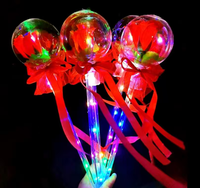 Baguette Magique Lumineuse Rose Bobo Ball LED Clignotante, Baguette de Fée Multicolore Brillante en Plastique Durable, Alimentée par Piles pour Fête