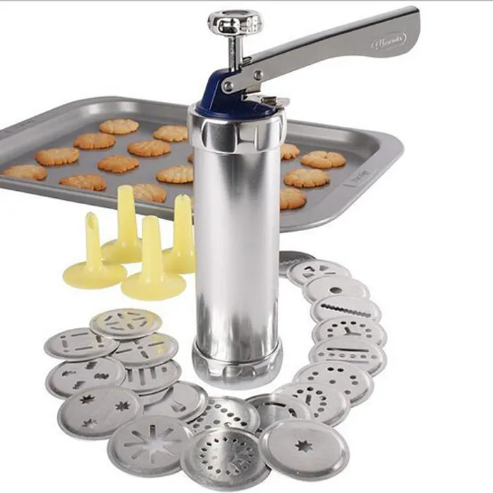 Stainless steel biscuit maker wholesale metal cookie press fondant cake decorating gun