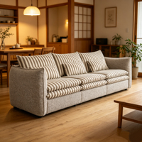 Canapé carré classique à rayures avec rembourrage en éponge, design moderne et confortable pour salon de villa et détente