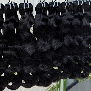 <b>Body</b> <b>Wave</b> Virgin Human Hair Bundles Soft Full Texture Cuticle Aligned Shiny Smooth Vietnam Style Natural Color Machine Hair - Product Image 2