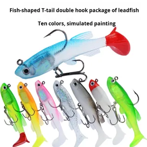 All'ingrosso Cross-Border T-Tail <span class=keywords><strong>branzino</strong></span> <span class=keywords><strong>pesce</strong></span> di mare esca luminosa morbida a doppio uncino in piombo ABS materiale per pesci d'acqua dolce - Product Image 2