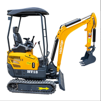 Excavadora de cadenas de 1.8 toneladas, miniexcavadora con brazo oscilante, motor diésel de tres cilindros refrigerado por agua con certificación EURO V, HT18L