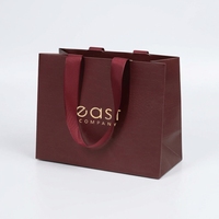 Sacs shopping en papier de luxe personnalisés avec poignée en ruban cachée, logo imprimé, sacs d'emballage cadeau pour boutique de détail