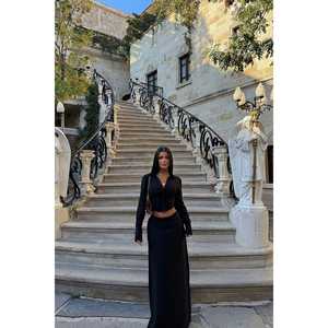 Conjunto de Dos Piezas para Mujer Liana Negro, Blusa Moderna y Pantalones, Conjunto de Shorts de 2 Piezas - Product Image 3