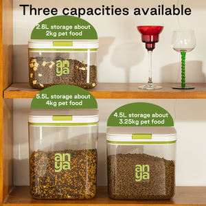 ANYA Atacado Retângulo Forma Limpar <span class=keywords><strong>PET</strong></span> Plástico Dog Cat <span class=keywords><strong>Food</strong></span> <span class=keywords><strong>Container</strong></span> BPA-Free Balde De Armazenamento Hermético com Tampa Selada - Product Image 3