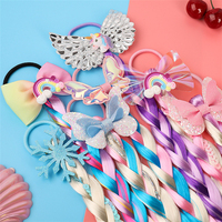 PL doux dessin animé licorne perruque cheveux corde fille bébé nœud papillon tresse tête corde princesse pince à cheveux accessoires