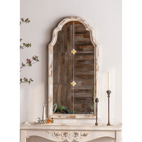 Französisches Land Bauernhaus Long Decor Spiegel Sofa Hintergrund dekoration Weißer hängender Spiegel Tannenholz gerahmter gewölbter Wand spiegel