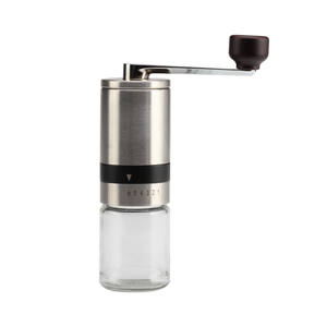 Moulin à café manuel, moulin à café à main avec 6 niveaux de mouture, acier inoxydable et verre - Product Image 1