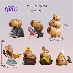 PVC Chill Capybara 7PCS Set Animal Planet Lazy Cute Capybara Gashapon Figura de decoración de escritorio para fanáticos del Anime y decoración de oficina - Product Image 6