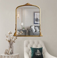 Style européen classique grand miroir de sol en feuille d'or antique décor à la maison moderne avec cadre en métal pour un usage domestique