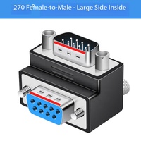 Conector DB9 Macho a Hembra, Adaptador de Protocolo RS232 con Ángulo Recto de 270 Grados