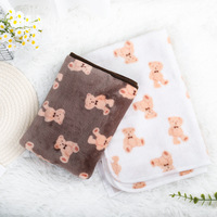 Couverture pour animaux de compagnie en polaire corail double face, couverture douce en flanelle pour chien et chat avec imprimé animal mignon, accessoires de lit pour animaux de compagnie confortables et chauds