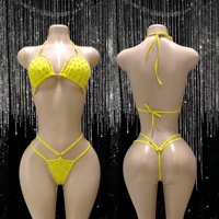 Ensemble de bikini à strass pour la scène et la danse sur barre, vêtements de danse exotique, tenues de strip-teaseuse, vêtements de performance