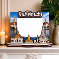 Bingkai Foto Kayu Universal Bangkok untuk Meja, Bingkai Gambar untuk Foto Cetak, Bingkai Suvenir, Kerajinan Tangan Kayu