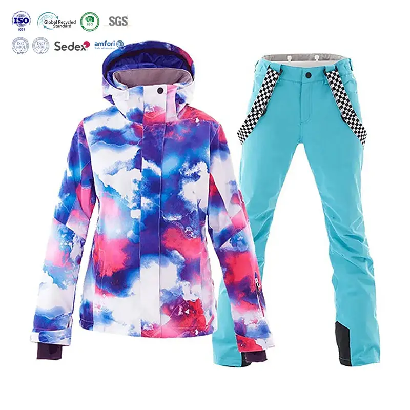 Custom Snowboard Suit Clothing Woman Waterproof Warm Snow Overall Ski Jacket Set