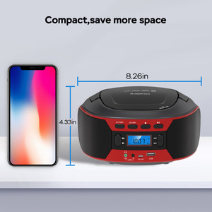 Lecteur CD portable moderne avec radio FM Bluetooth, USB, lecteur de disques MP3, entrée/sortie audio, alimentation par batterie, prise casque pour la maison et l'extérieur - Product Image 3
