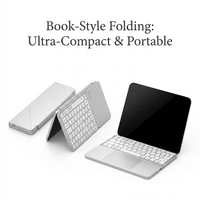 Clavier ultra-plat à touches mécaniques avec rétroéclairage LED sans fil, grand pavé tactile, design pliable en trois parties, pour iPhone et iPad